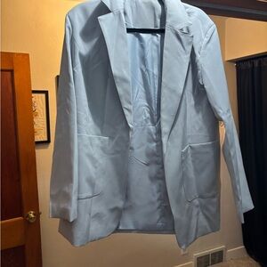 Gray Casual Blazer with Notched Lapels